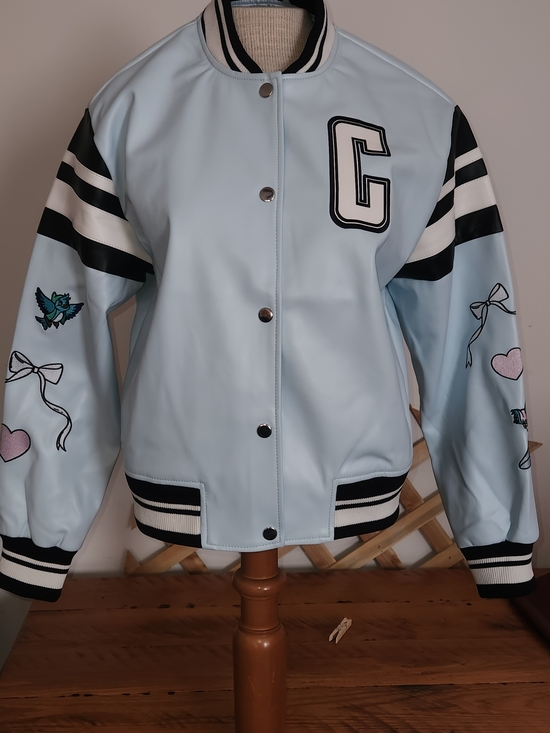 Disney Jackets & Blazers - Forever 21 Disney Pale Blue Varsity Cinderella Jacket with Black & White Trim